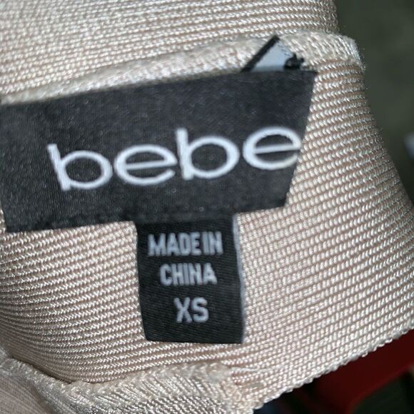 Bebe Double V-Neck Bandage Dress in Tapioca - Picture 3 of 8